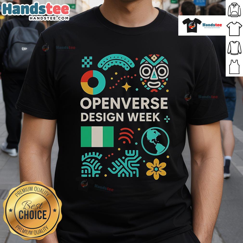 Alt Text: Nice Openverse Design Week T-Shirt featuring a vibrant graphic and stylish design for creative enthusiasts.
