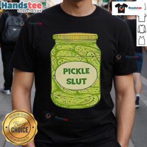 Nice Pickle Slut Jar Of Cucumbers T-Shirt featuring a fun pickle design for pickle lovers and humorous fashion enthusiasts.