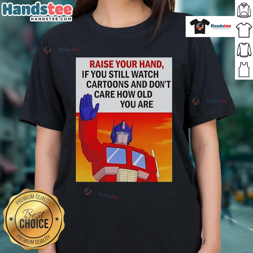 Transformers cartoon ladies tee for fans of all ages who love cartoons, showcasing playful designs and nostalgia.