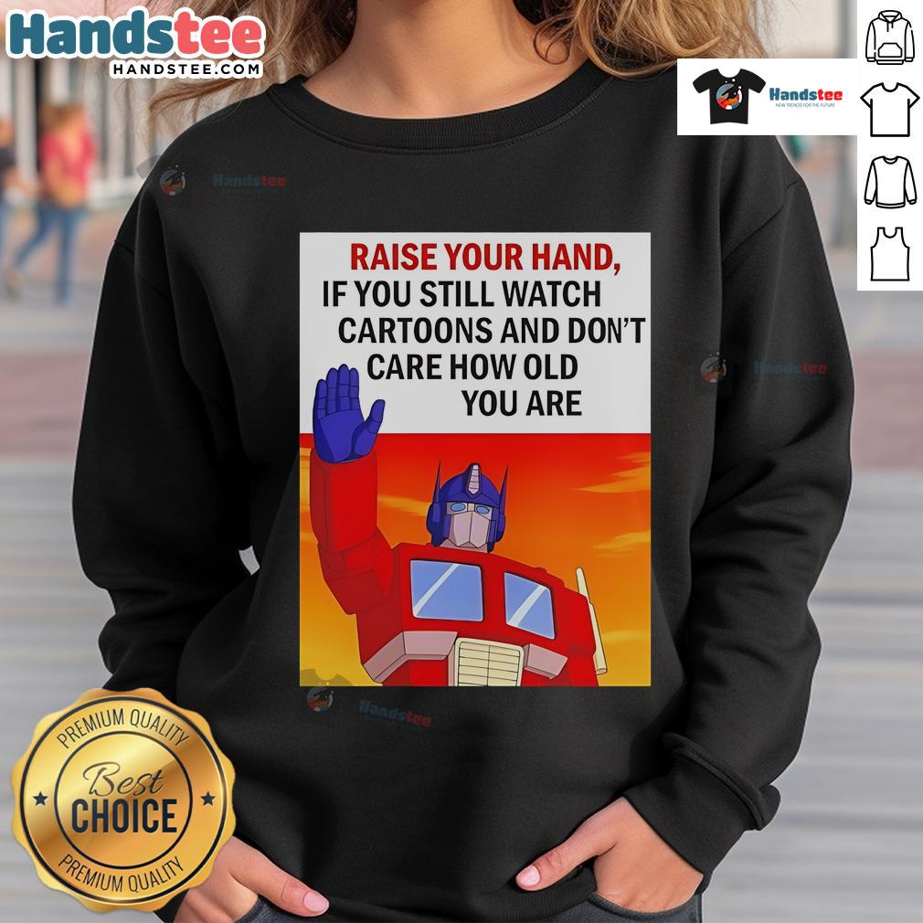 Transformers cartoon sweatshirt - a fun design for all ages, showcasing a nostalgic love for classic cartoons.