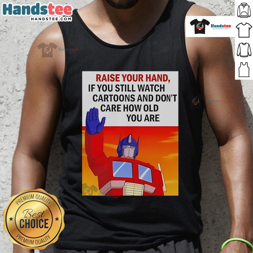 Transformers cartoon tank top design for fans who still love cartoons, regardless of age. Perfect for nostalgic wear.