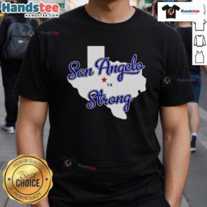 Stylish San Angelo Strong Texas T-shirt featuring a bold design, perfect for showing pride in San Angelo, Texas.