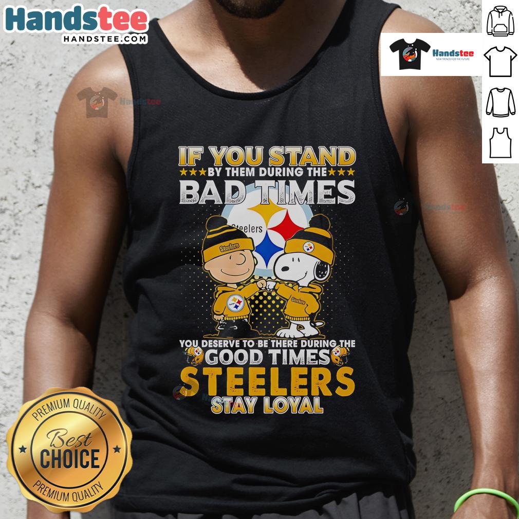 Stylish Steelers tank top featuring Snoopy, embodying loyalty through good and bad times. Perfect for fans!