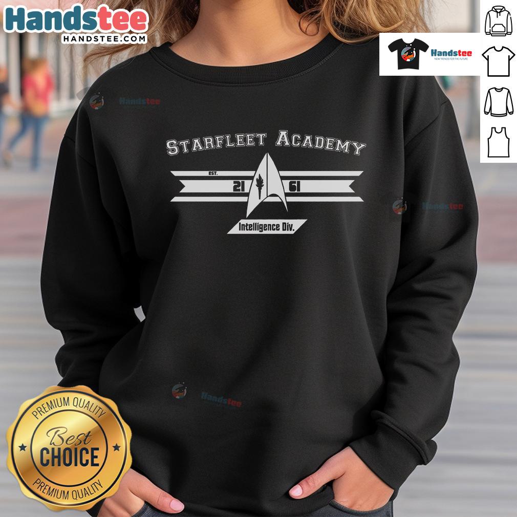Nice Star Fleet Academy Intelligence Division sweatshirt in navy blue, featuring logo and comfortable design for fans.