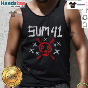 Nice Sum 41 sketch skull tank top featuring a vibrant skull design, perfect for music fans and casual wear enthusiasts.