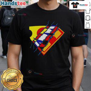 Nice Superman Premiere Logo T-Shirt featuring iconic Superman logo in vibrant colors on a stylish tee.