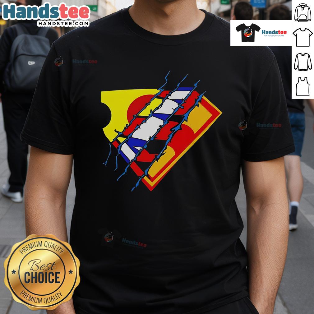 Nice Superman Premiere Logo T-Shirt featuring iconic Superman logo in vibrant colors on a stylish tee.