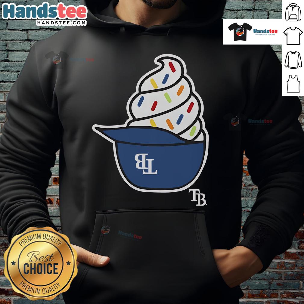 Nice Tampa Bay Rays ice cream helmet hoodie featuring vibrant team colors and logo, perfect for fans and collectors.
