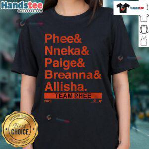 Nice Team Phee lineup featuring stylish Ampersand ladies tee in vibrant colors, perfect for casual wear.