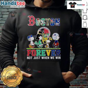Nice The Peanuts Boston Sports Teams hoodie featuring 'Crossing Forever Not Just When We Win' design.