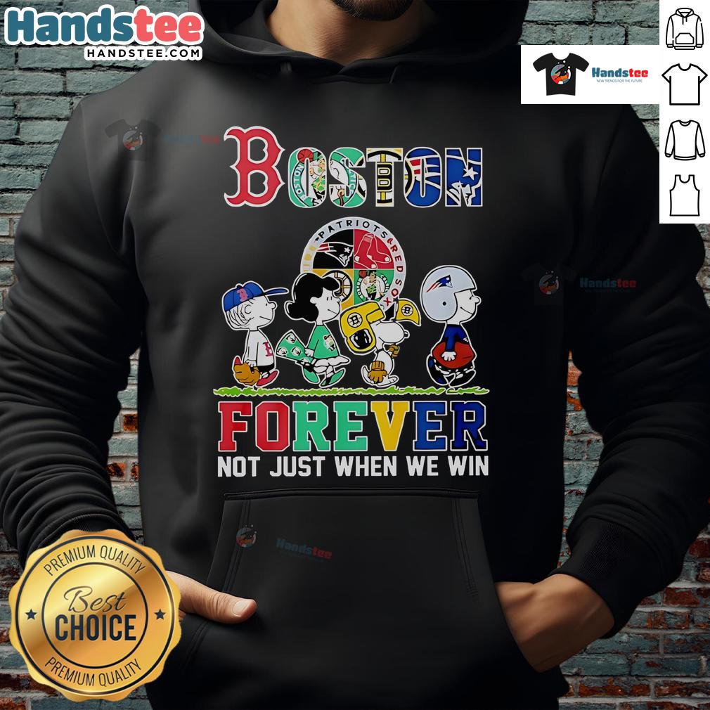 Nice The Peanuts Boston Sports Teams hoodie featuring 'Crossing Forever Not Just When We Win' design.
