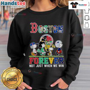 Cozy sweatshirt featuring 'Nice The Peanuts Boston Sports Teams Crossing Forever' design, perfect for loyal Boston fans.