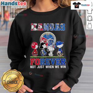 Nice The Peanuts Kansas sports teams sweatshirt featuring 'Crossing Forever Not Just When We Win' slogan.