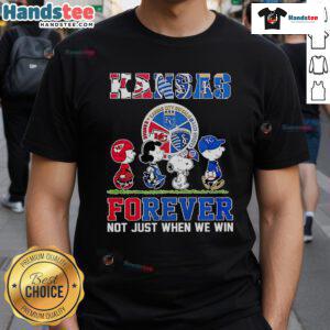 Alt Text: Nice The Peanuts Kansas Sports Teams Crossing Forever T-Shirt celebrating loyalty beyond winning.