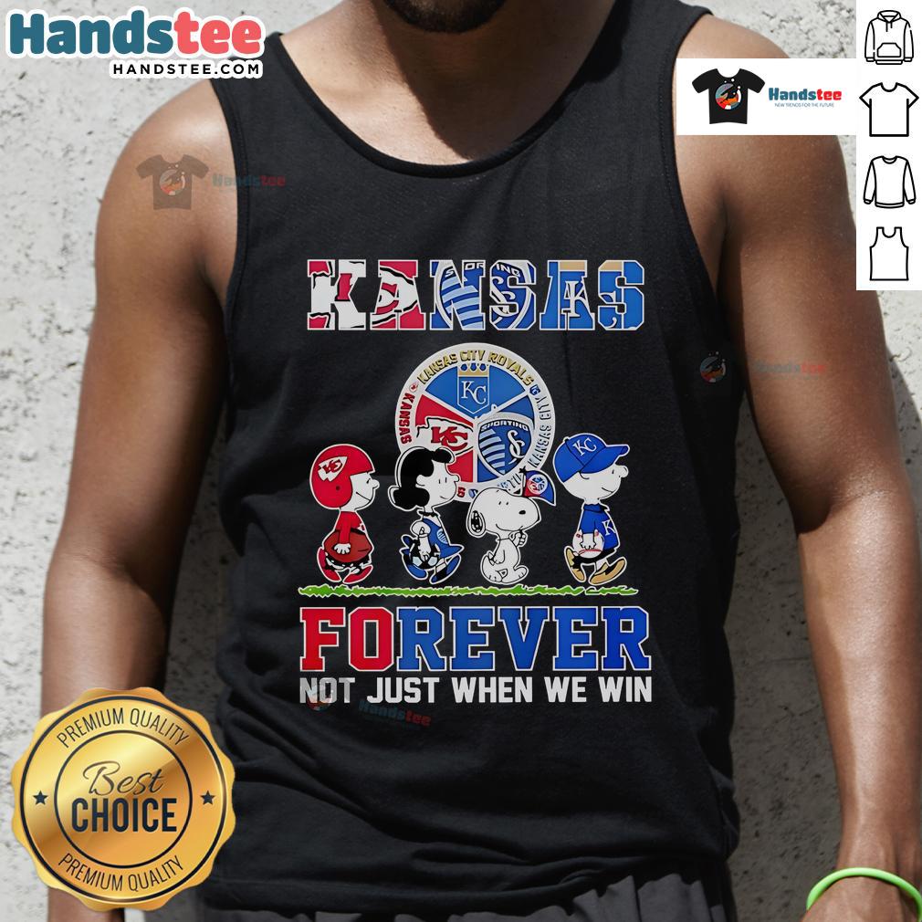 Nice The Peanuts Kansas sports teams tank top with 'Crossing Forever Not Just When We Win' slogan, perfect for fans.