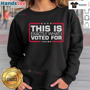 Alt Text: Trump sweatshirt featuring 'Nice, This Is Exactly What I Voted For' slogan, perfect for supporters and rallies.