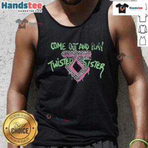 Nice Twisted Sister Come Out And Play tank top featuring bold graphic design and vibrant colors for rock music fans.