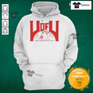 Cozy Nice Utah Salt Lake City USA hoodie displayed on a rustic wooden background, perfect for casual wear.