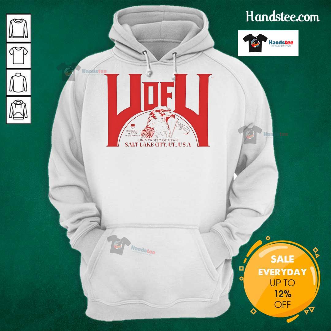 Cozy Nice Utah Salt Lake City USA hoodie displayed on a rustic wooden background, perfect for casual wear.