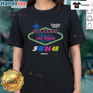 Womens tee featuring 'Welcome to Fabulous Las Vegas' design, perfect for NASCAR fans and Hendrick Motorsports supporters.