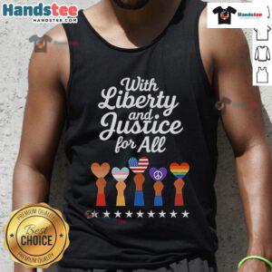 Tank top featuring 'Nice With Liberty and Justice for All' logos, perfect for casual style and patriotic expression.