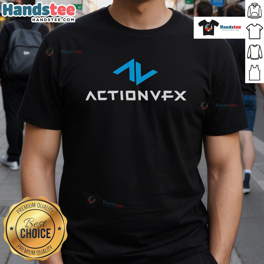 Official ActionVFX logo t-shirt featuring a bold graphic design, perfect for fans and VFX enthusiasts.