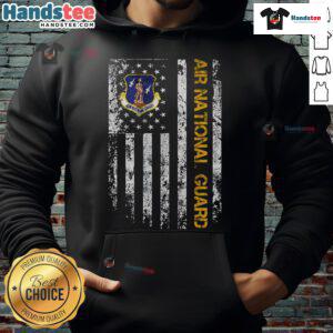 Official Air National Guard American Flag Hoodie featuring vibrant colors and a comfortable design for patriotic wear.