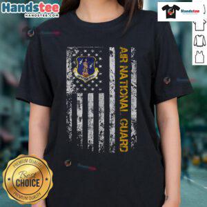 Official Air National Guard American Flag Ladies Tee featuring a patriotic design and comfortable fit for women.
