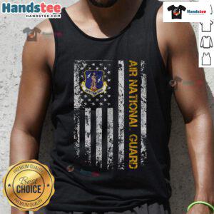 Official Air National Guard American Flag tank top showcasing patriotic design and comfortable fit for veterans and supporters.