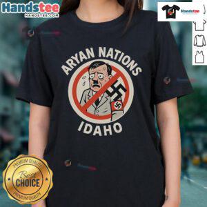 Official Aryan Nations Idaho Ladies Tee honoring firefighters killed in service, featuring symbolic graphics and bold design.