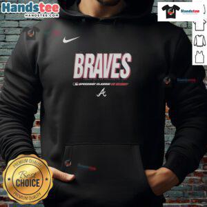 Alt Text: Official Atlanta Braves 2025 MLB Speedway Classic Wordmark Hoodie featuring team colors and logo, perfect for fans.