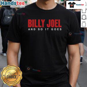Official Billy Joel And So It Goes Title T-Shirt featuring iconic album art and bold lettering, perfect for fans.