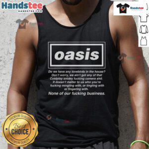 Official British Band Tee featuring 'Do We Have Any Lovebirds In The House' design on a stylish tank top.