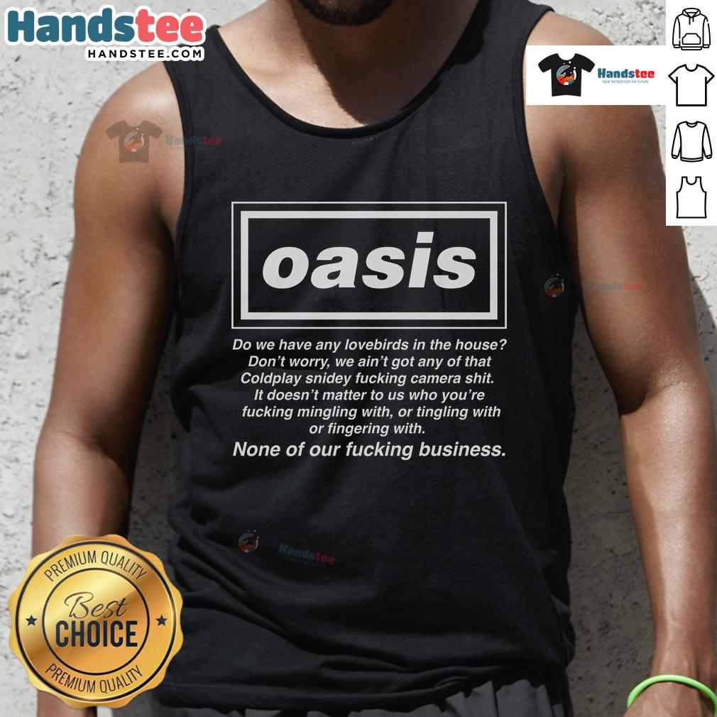 Official British Band Tee featuring 'Do We Have Any Lovebirds In The House' design on a stylish tank top.