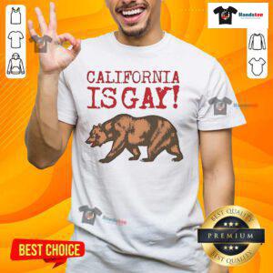 Official California Is Gay Bear T-Shirt featuring a colorful bear graphic, perfect for pride events and LGBTQ+ celebrations.