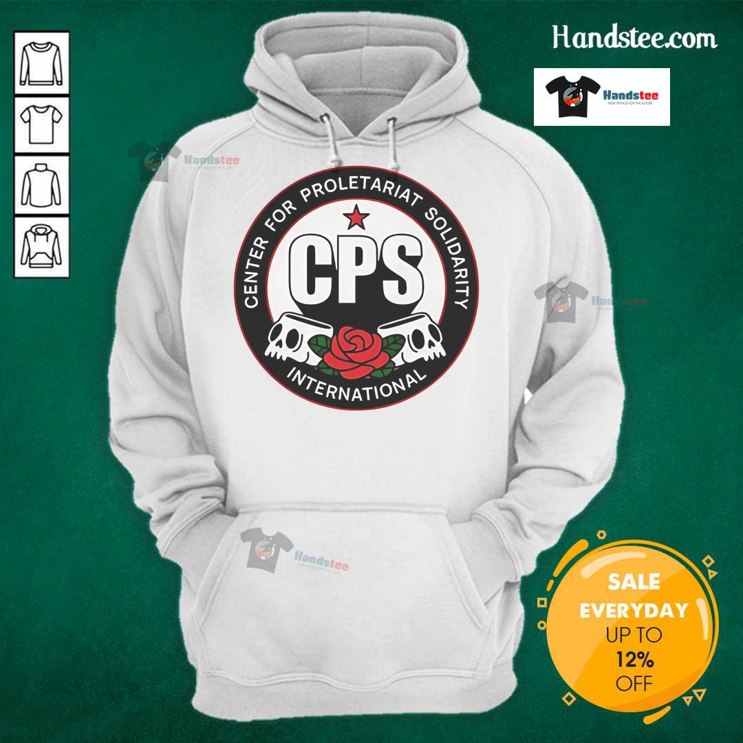 Official Center for Proletariat Solidarity Logo Hoodie featuring bold logo design on a stylish black background.