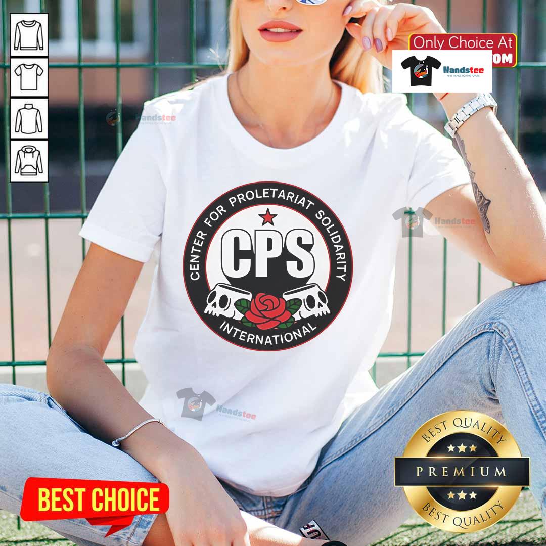 Alt Text: Official Center for Proletariat Solidarity logo on a stylish ladies tee, promoting solidarity and unity.