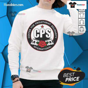 Official Center for Proletariat Solidarity logo sweatshirt featuring bold graphic design and vibrant colors.