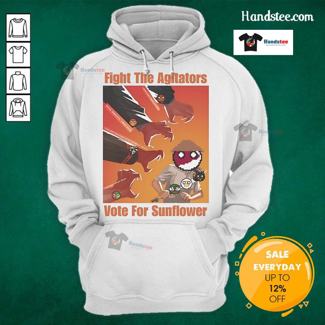 Official Fight The Agitators Vote For Sunflower Hoodie in vibrant yellow, promoting positive activism and community engagement.