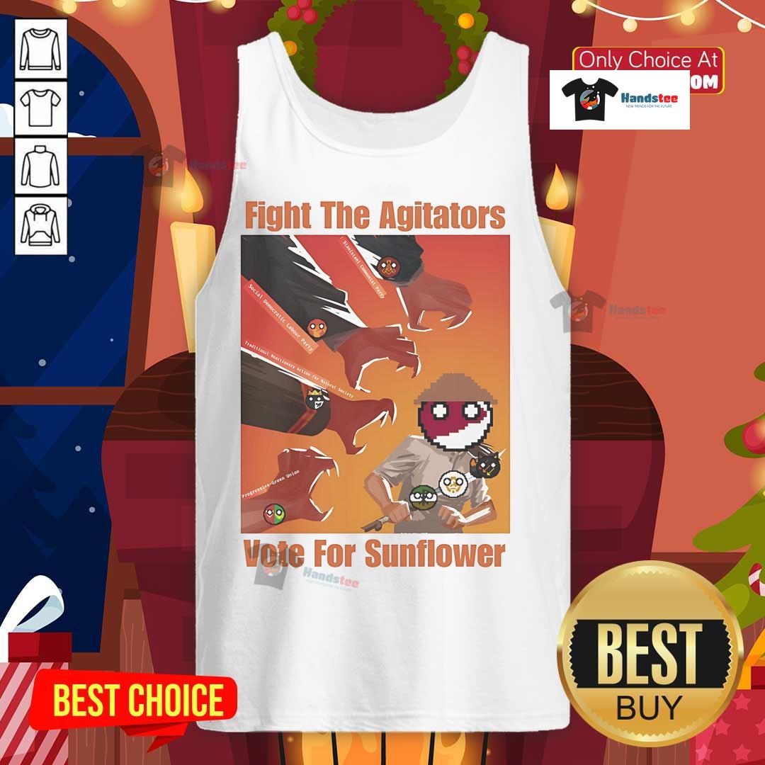 Official Fight The Agitators Vote For Sunflower Tank Top featuring a vibrant sunflower design on a stylish tank.