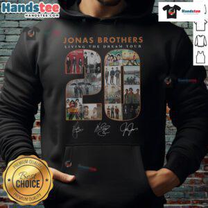 Jonas Brothers Living The Dream signature hoodie featuring bold graphics and a stylish design for fans.