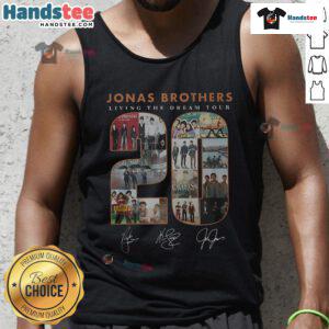 Official Jonas Brothers Living The Dream signature tank top featuring bold design and vibrant colors.