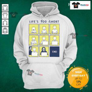 Official Life Is Short Like Comic Strip Hoodie featuring a vibrant comic-style design, perfect for casual wear.