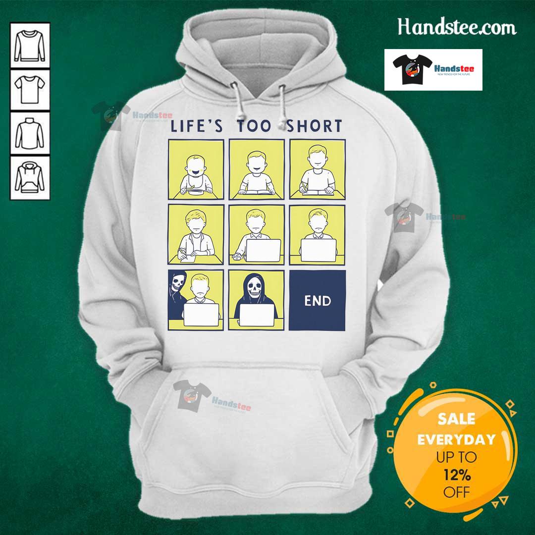 Official Life Is Short Like Comic Strip Hoodie featuring a vibrant comic-style design, perfect for casual wear.