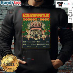 Official Los Espiritus Mexico Tour October 2025 hoodie featuring vibrant design and tour dates, perfect for fans.