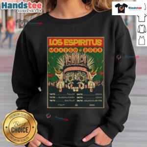 Official Los Espiritus Mexico Tour October 2025 Dates sweatshirt featuring vibrant design and tour details.