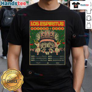 Alt Text: Official Los Espiritus Mexico Tour October 2025 Dates T-Shirt featuring vibrant design and tour details.