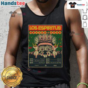 Official Los Espiritus Mexico Tour October 2025 Dates tank top featuring vibrant design and tour details.