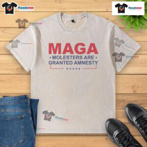 Official MAGA Molesters Are Granted Amnesty washed t-shirt featuring bold text and a distressed design for political statement.