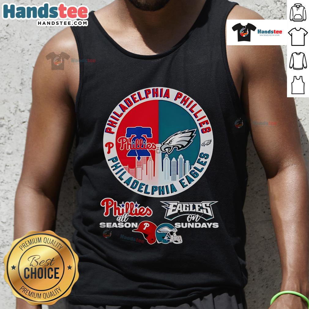 Official Philadelphia Phillies All Season Eagles on Sundays tank top featuring team logos and vibrant colors for fans.
